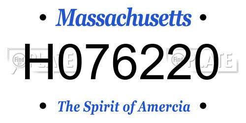 H076220 Massachusetts License Plate