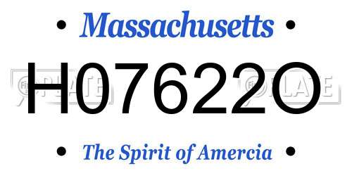 H07622O Massachusetts License Plate