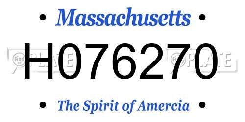 H076270 Massachusetts License Plate