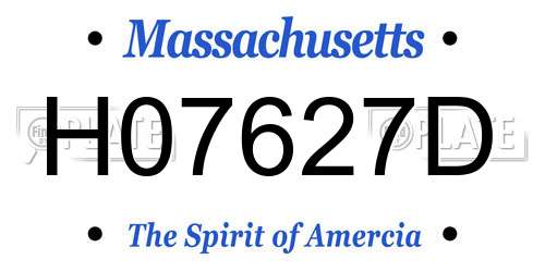 H07627D Massachusetts License Plate