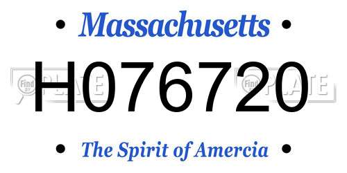 H076720 Massachusetts License Plate