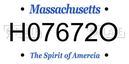 H07672O Massachusetts License Plate