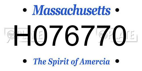 H076770 Massachusetts License Plate