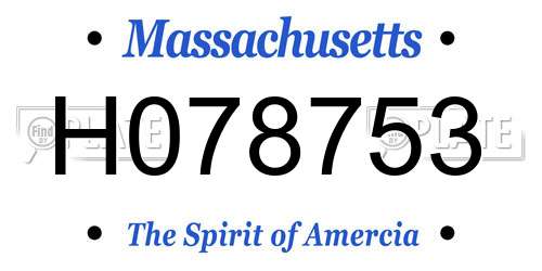 H078753 Massachusetts License Plate