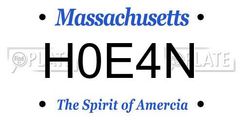 H0E4N Massachusetts License Plate