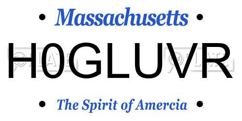 H0GLUVR Massachusetts License Plate
