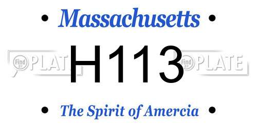 H113 Massachusetts License Plate