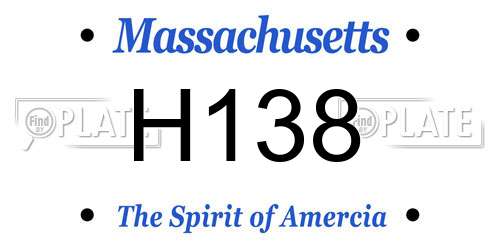 H138 Massachusetts License Plate