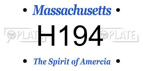 H194 Massachusetts License Plate