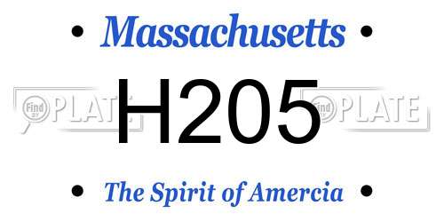 H205 Massachusetts License Plate