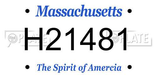 H21481 Massachusetts License Plate