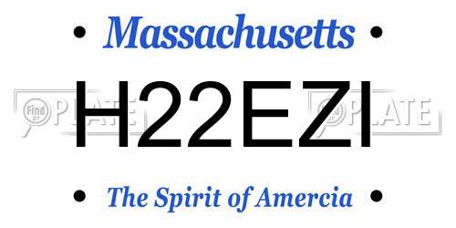 H22EZI Massachusetts License Plate