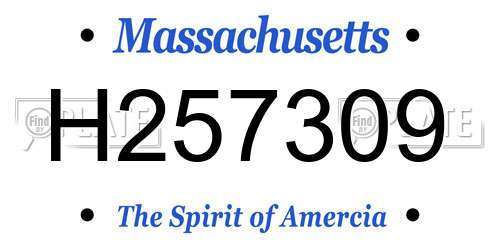 H257309 Massachusetts License Plate