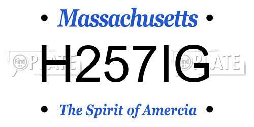 H257IG Massachusetts License Plate
