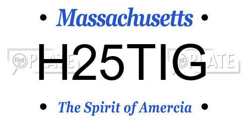 H25TIG Massachusetts License Plate