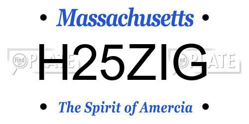 H25ZIG Massachusetts License Plate