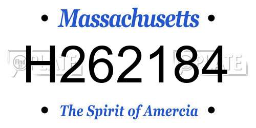 H262184 Massachusetts License Plate