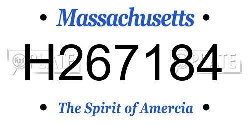 H267184 Massachusetts License Plate