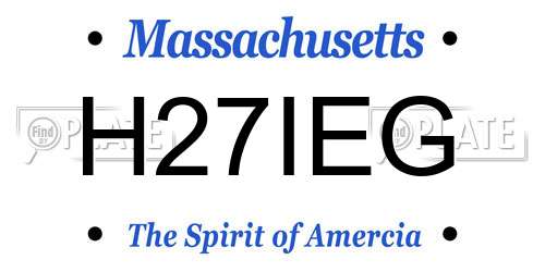 H27IEG Massachusetts License Plate