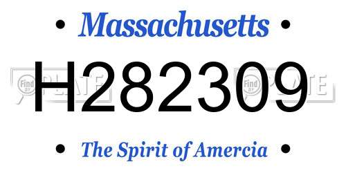 H282309 Massachusetts License Plate