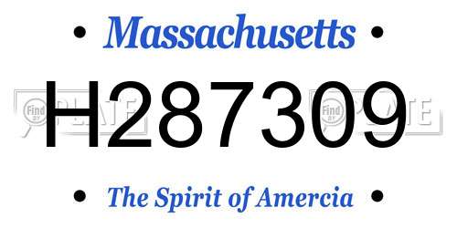 H287309 Massachusetts License Plate