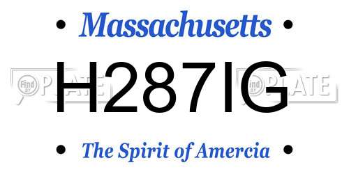 H287IG Massachusetts License Plate