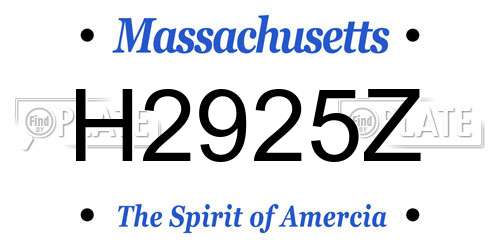 H2925Z Massachusetts License Plate