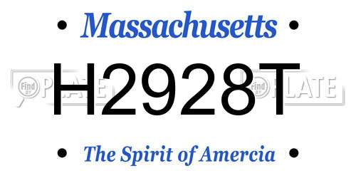 H2928T Massachusetts License Plate