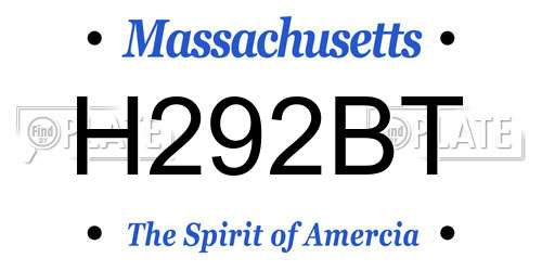 H292BT Massachusetts License Plate