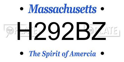 H292BZ Massachusetts License Plate
