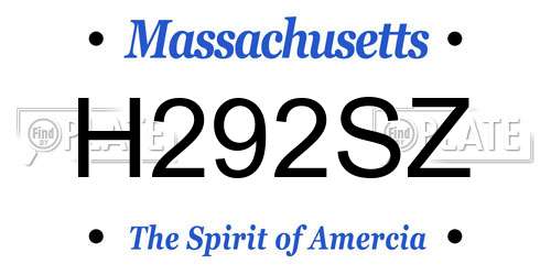 H292SZ Massachusetts License Plate