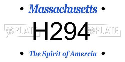 H294 Massachusetts License Plate