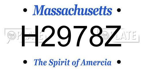 H2978Z Massachusetts License Plate