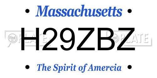 H29ZBZ Massachusetts License Plate