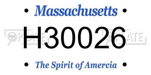 H30026 Massachusetts License Plate