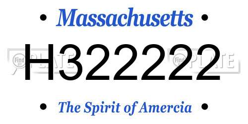 H322222 Massachusetts License Plate