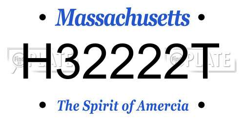 H32222T Massachusetts License Plate