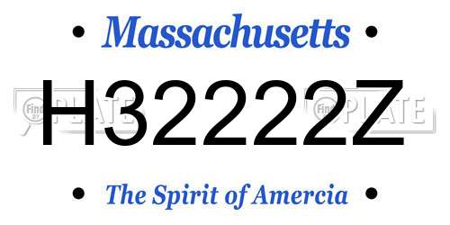 H32222Z Massachusetts License Plate