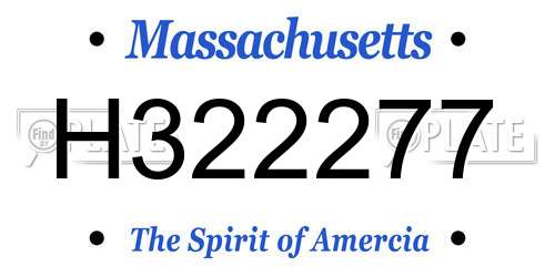 H322277 Massachusetts License Plate