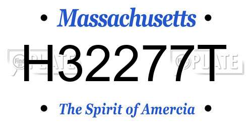 H32277T Massachusetts License Plate