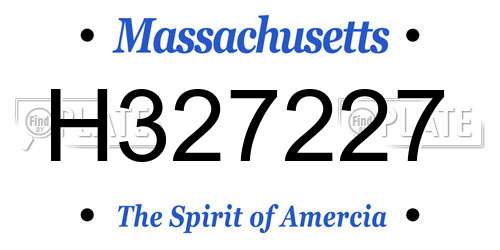 H327227 Massachusetts License Plate