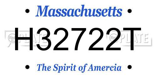 H32722T Massachusetts License Plate