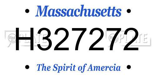 H327272 Massachusetts License Plate