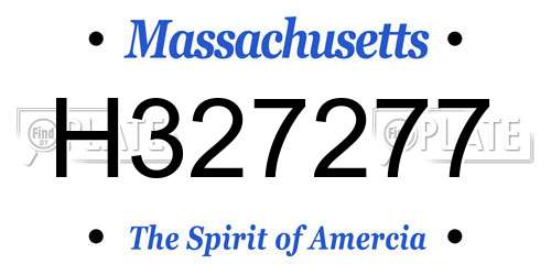 H327277 Massachusetts License Plate