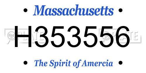 H353556 Massachusetts License Plate