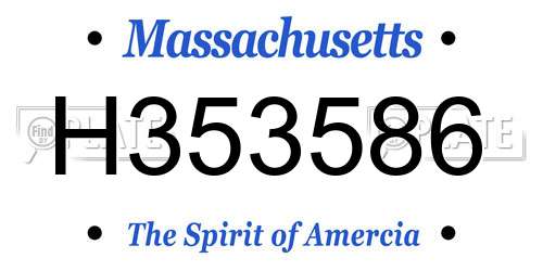 H353586 Massachusetts License Plate