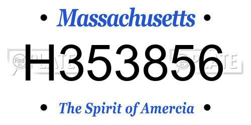 H353856 Massachusetts License Plate