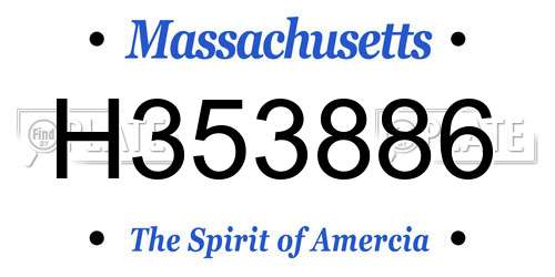 H353886 Massachusetts License Plate