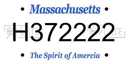 H372222 Massachusetts License Plate