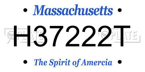 H37222T Massachusetts License Plate
